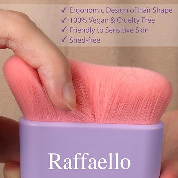 Raffaello Self Tanner Brush for Body and Face, Kabuki Blending Brush for Tanning Mousse, Flawless Foundation & Bronzer Brush, Soft Vegan Bristles for Smooth, Streak-Free Application