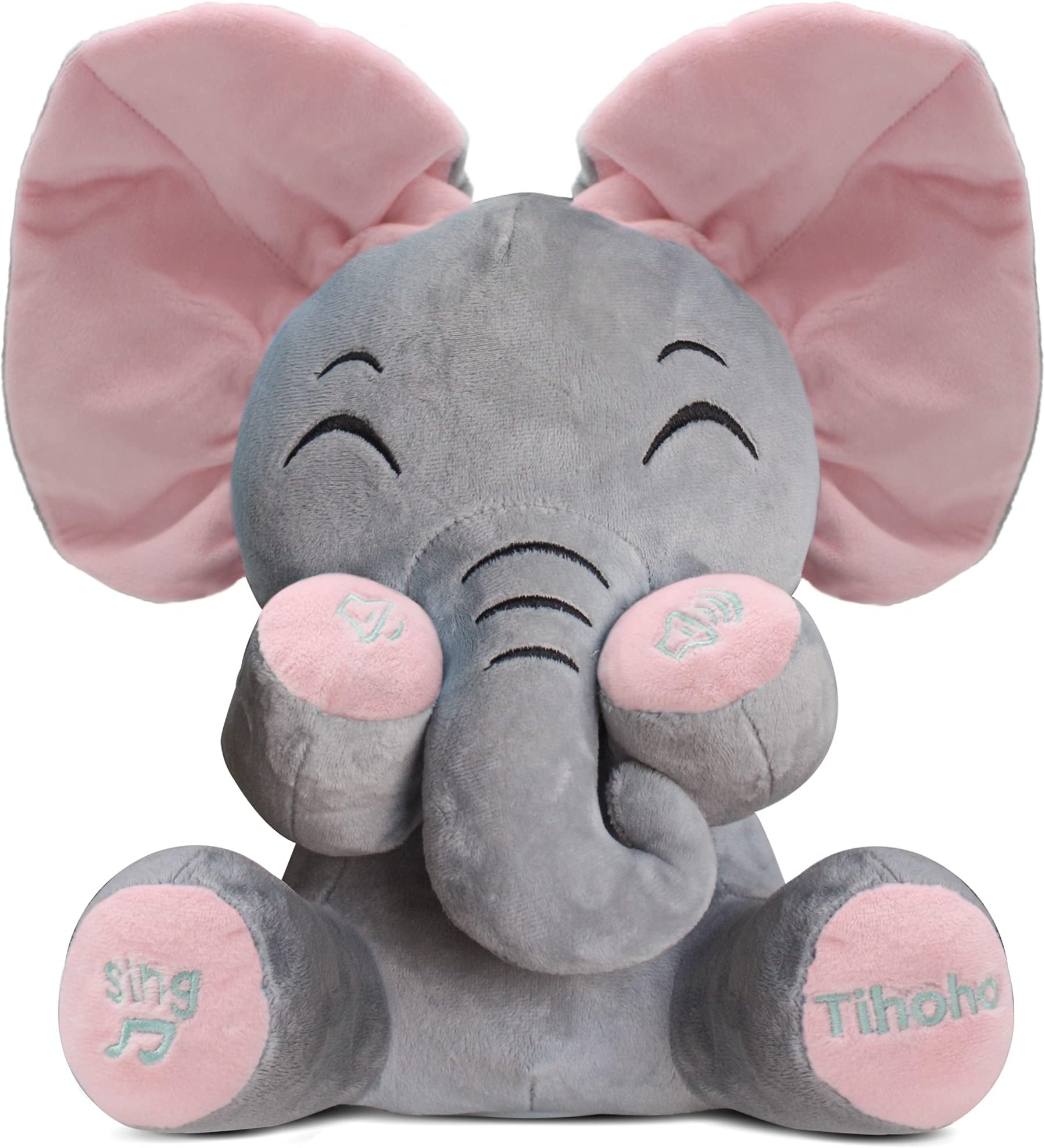 Peek A Boo Elephant Talking Singing Plush Huggable Toy Baby Animated Elephant Plush Cute Toys Gift Stuffed Doll for Baby Tollders Kids Boys Girls Gift Adjust Sound (Pink)