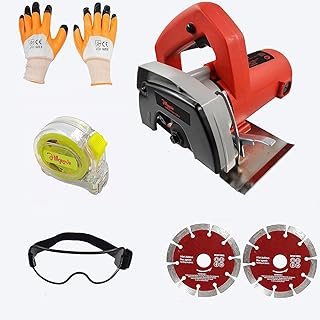 Hillgrove HGCM246M1 Cutting Machine Saw for Tile/Marble/Wood with 2Pcs Tile Cutting Wheels, Safety Googles, 5 Meter Measurement Tape and Gloves (1050 W)