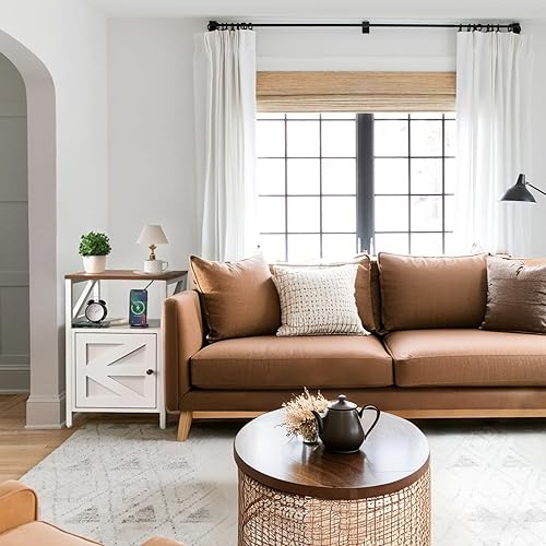 Miniatura 7 de Mesa auxiliar de granja con estación de carga, puertos USB de 3 niveles y mesa auxiliar, mesa auxiliar compacta para espacios pequeños, mesa