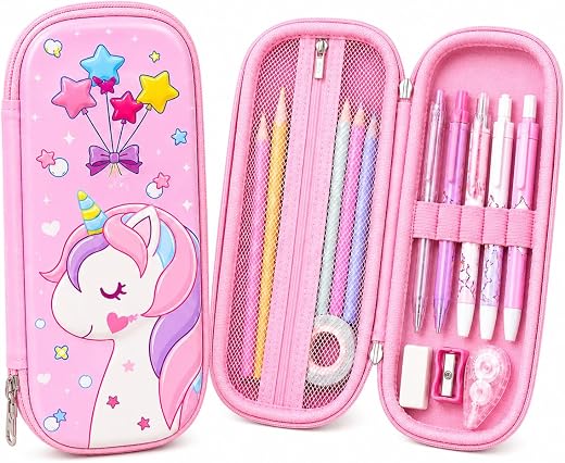 Goyal's 3D Unicorn Geometry Pencil Pouch for Kids Girls &amp; Boys | Hard Shell EVA Pencil Case | Large Capacity Double Layer ...