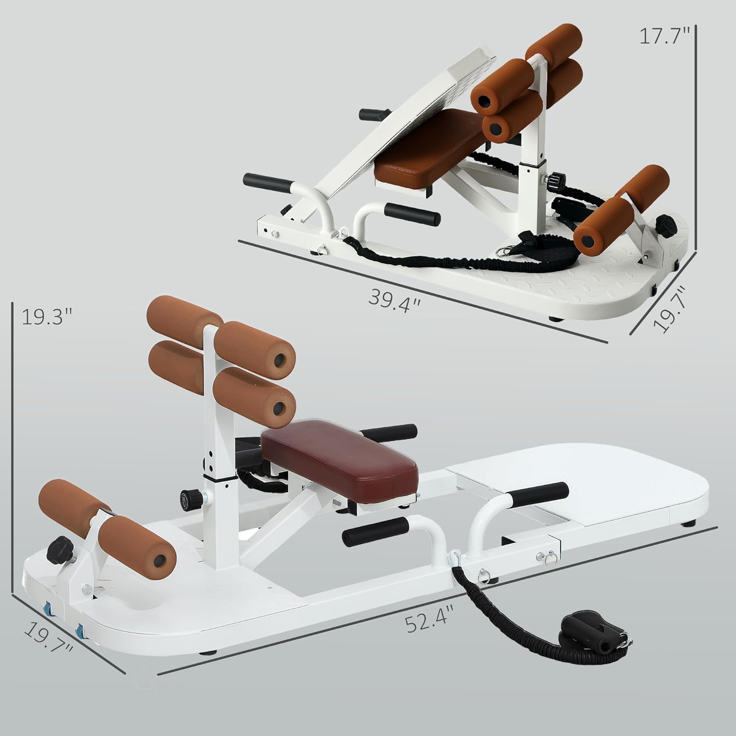 Soozier Foldable Sissy Squat Machine, Hip Thrust Machine with Push Up Stand and Wheels, Multipurpose Glute Workout Equipment for Home Gym