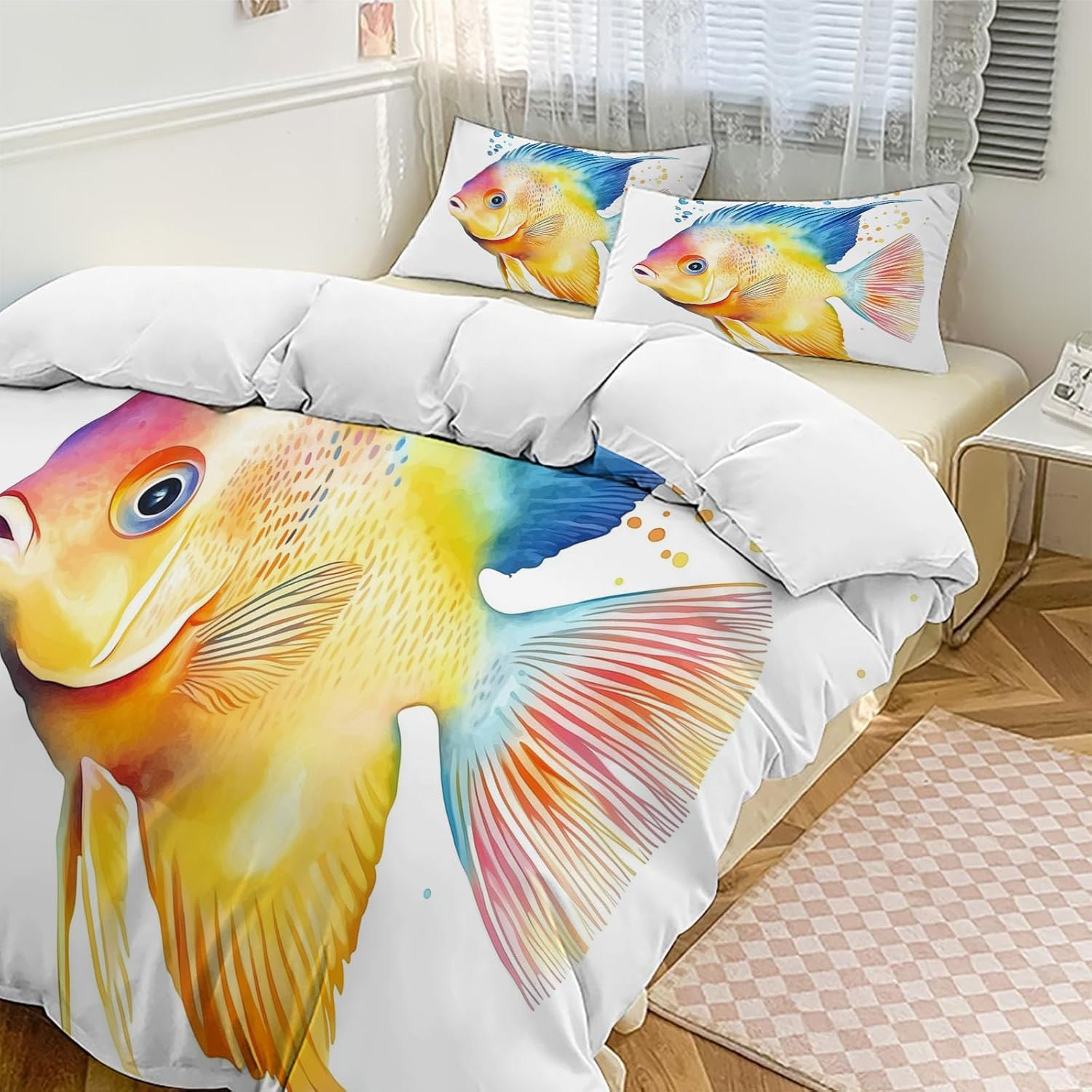 Rooster and Flowers Quilts -Cartoon Animals Country Quilt Twin Bedding Sets Quilt for Adults Comforter 3D Print Quilt Bed Set for Soft Microfiber Lightweight Quilts Decor