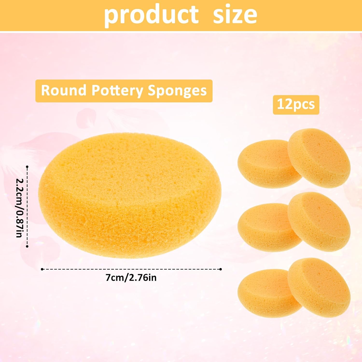 12 Pcs Round Pottery Sponges, 3 inch Painting Sponges Water Absorption CleaningSponges Round Artist Sponge Elasticity Clay Sponge for Kitchen Shoes Leather Care Painting Crafts Ceramics
