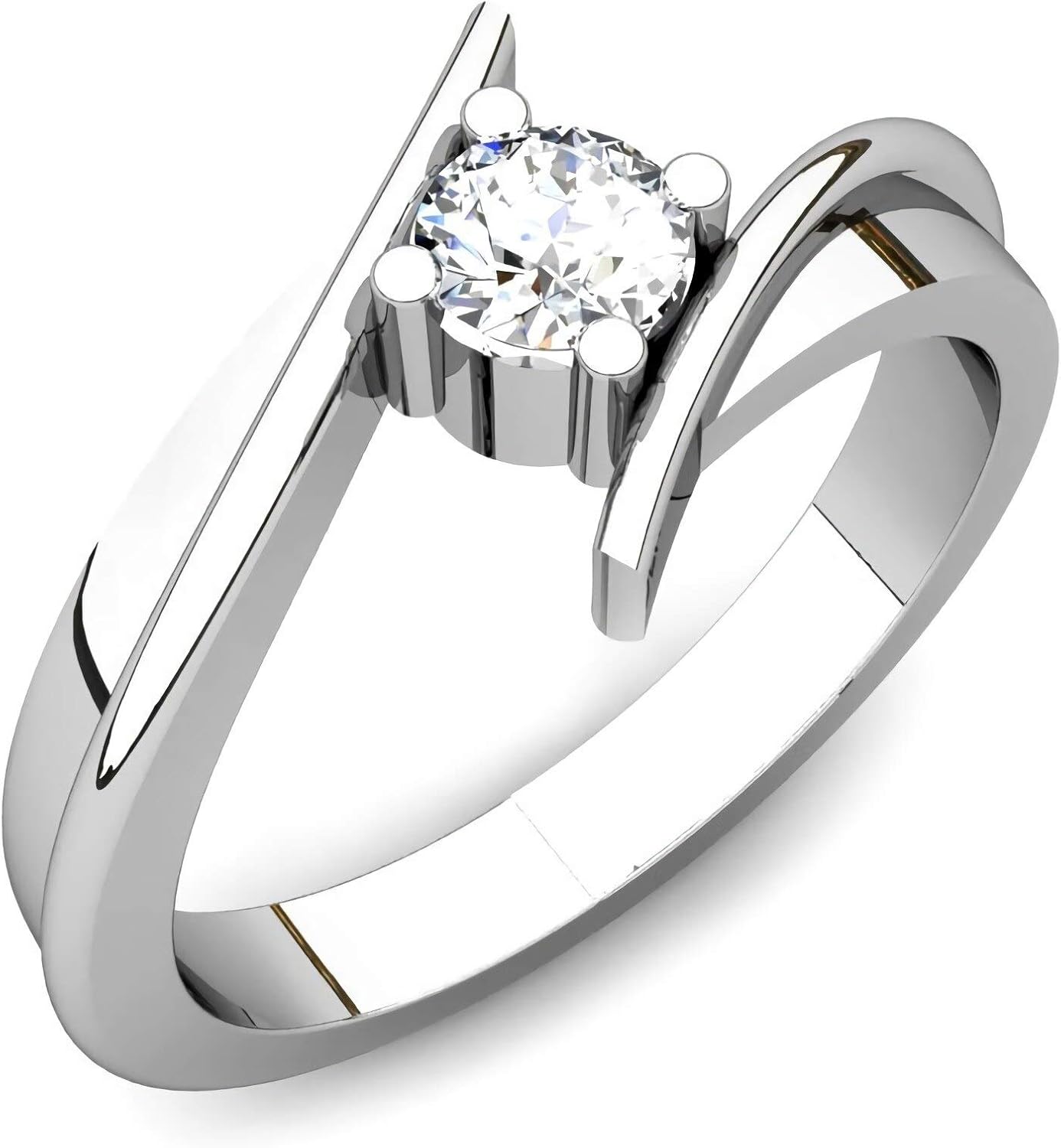 Engagement Ring 1/2 CT Round Cut Solitaire Moissanite Engagement Rings for Women 10k 14k 18k White Gold Free Engraving