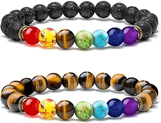 M MOOHAM Father Day Gifts for Men Gifts, Lava Rock Bracelets for Men Chakra Bracelets for Men Tiger Eye Bracelets Mens Beaded Bracelets Mens Jewelry Gifts Father Day Gifts from Wife