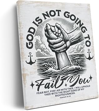Retro Christian Faith Canvas Wall Art Wall Decor, Inspirational Spiritual Bible Verse Religious Gifts for Women Men Dad Framed Print Poster Painting Artwork for Home Office Bedroom,11.4x15IN