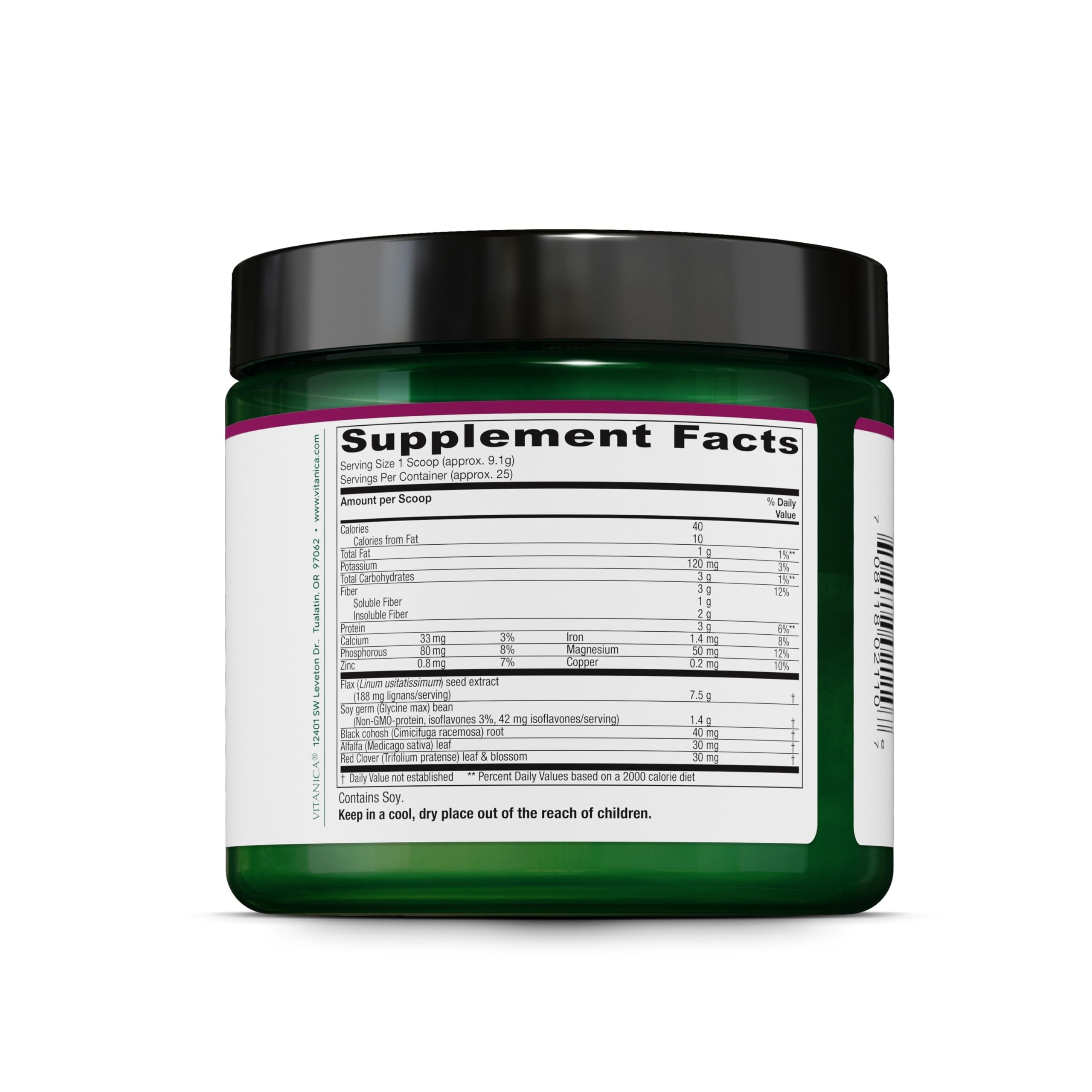 Vitanica Phytoestrogen Herbal Non-GMO PMS, Menopause Relief Supplement for Women, Hormone Balance, Night Sweats & Hot Flash Relief, Soy Isoflavones, Vegan, Powder 8 Oz (Phytoestrogen Herbal) — Amazon image 2