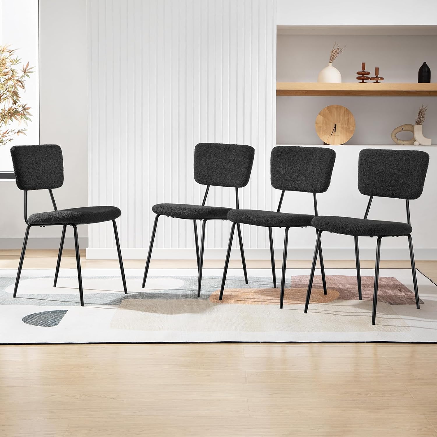 Amazon.com - Modern Boucle Dining Chairs Set of 4 - Kitchen Dining Room ...