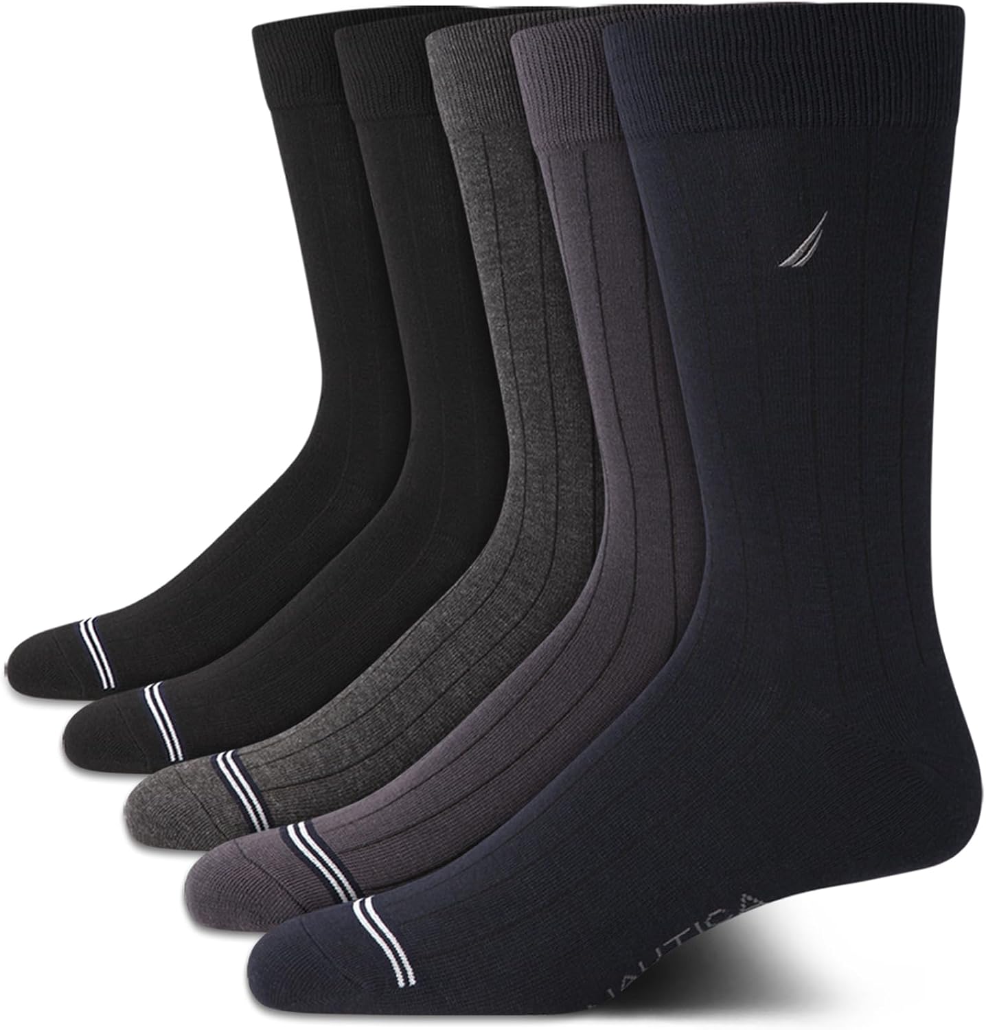 Nautica Mens Dress Socks - 5 Pack Breathable Comfort Stretch Crew-Length Work Socks for Men for Business Formal Wear (6-12.5)
