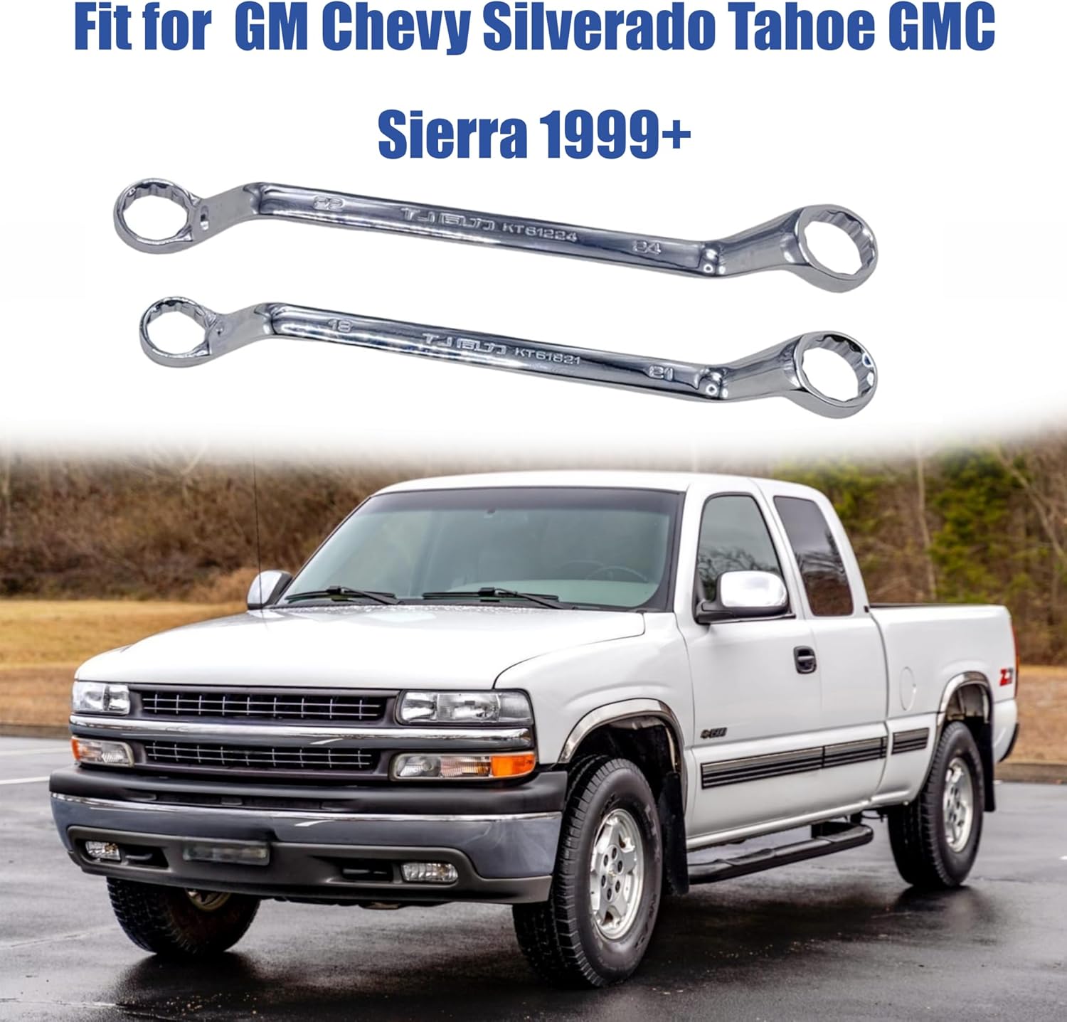 41620 7PCS No-Slip Caster Camber Kit for Chevrolet for GMC - Heavy-Duty Control Arm Cam Adjuster with 21mm/24mm Wrench, Fits 1999+ ½-¾-1 Ton Coil Spring Suspension