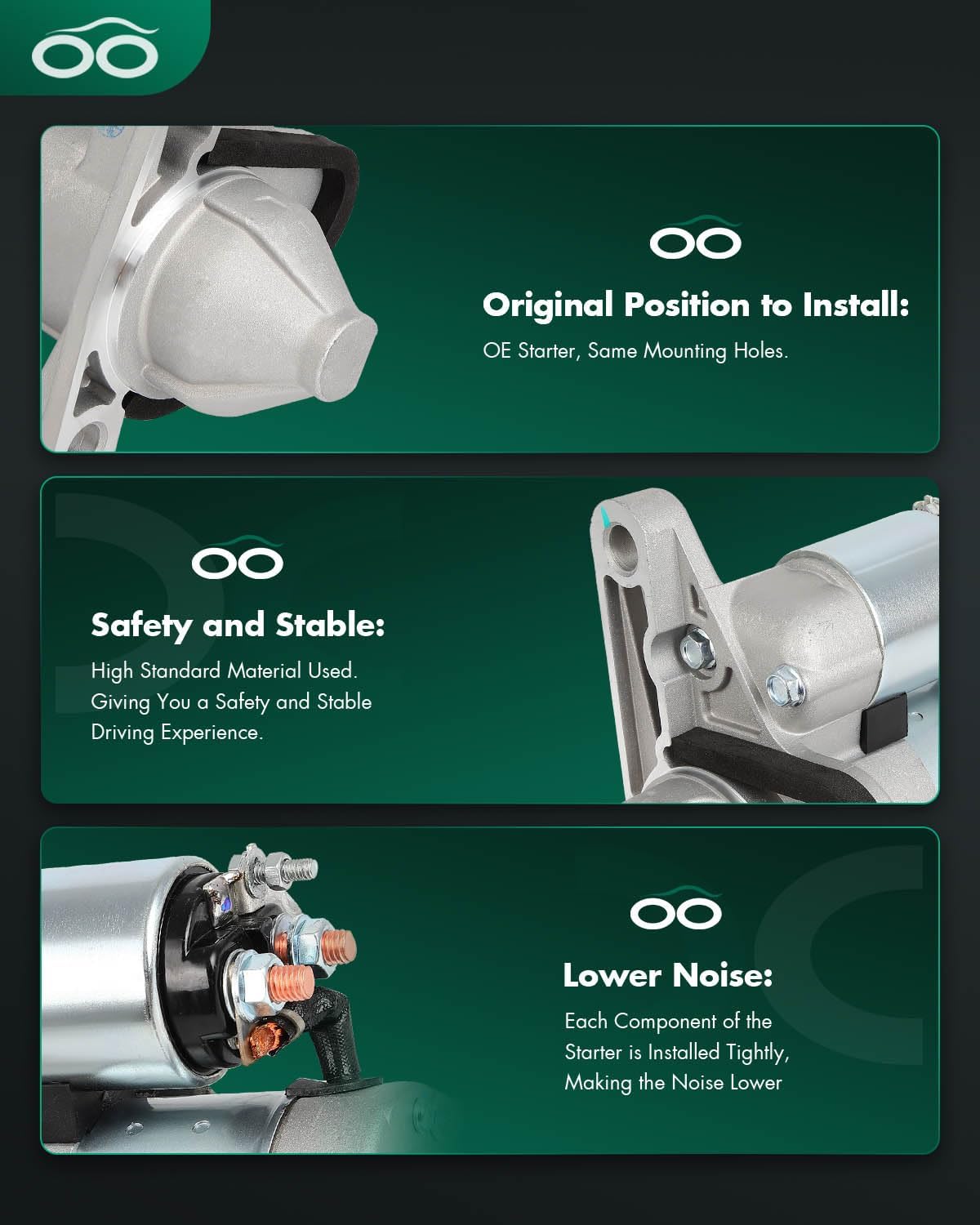 SCITOO Starter Motor fit for Chevrolet City for Express 15-18 L4 2.0L 1997cc,for Nissan for Cube 2012 L4 1.8L 1798cc Exc. Calif. PMGR Replacement Starter 17982,17449,19295,19266