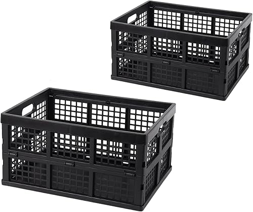 Miniatura 7 de KUYYFDS Cajón plegable de plástico plegable de 39 litros con asa apilable para leche, contenedor organizador para juguetes, alimentos, ropa,