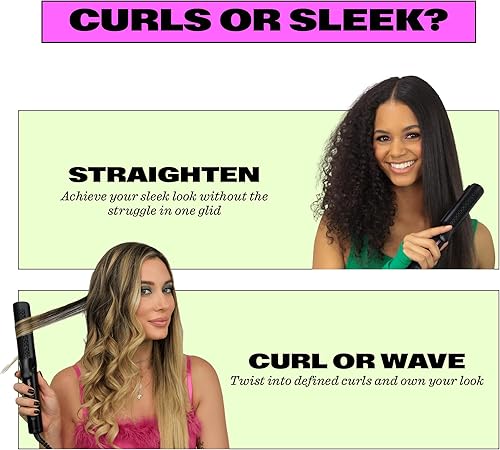 Miniatura 10 de Sunny Styler - Plancha plana para peinar, alisador y rizador de pelo 2 en 1, placas de cerámica, revestimiento de turmalina, rejillas de ventilación
