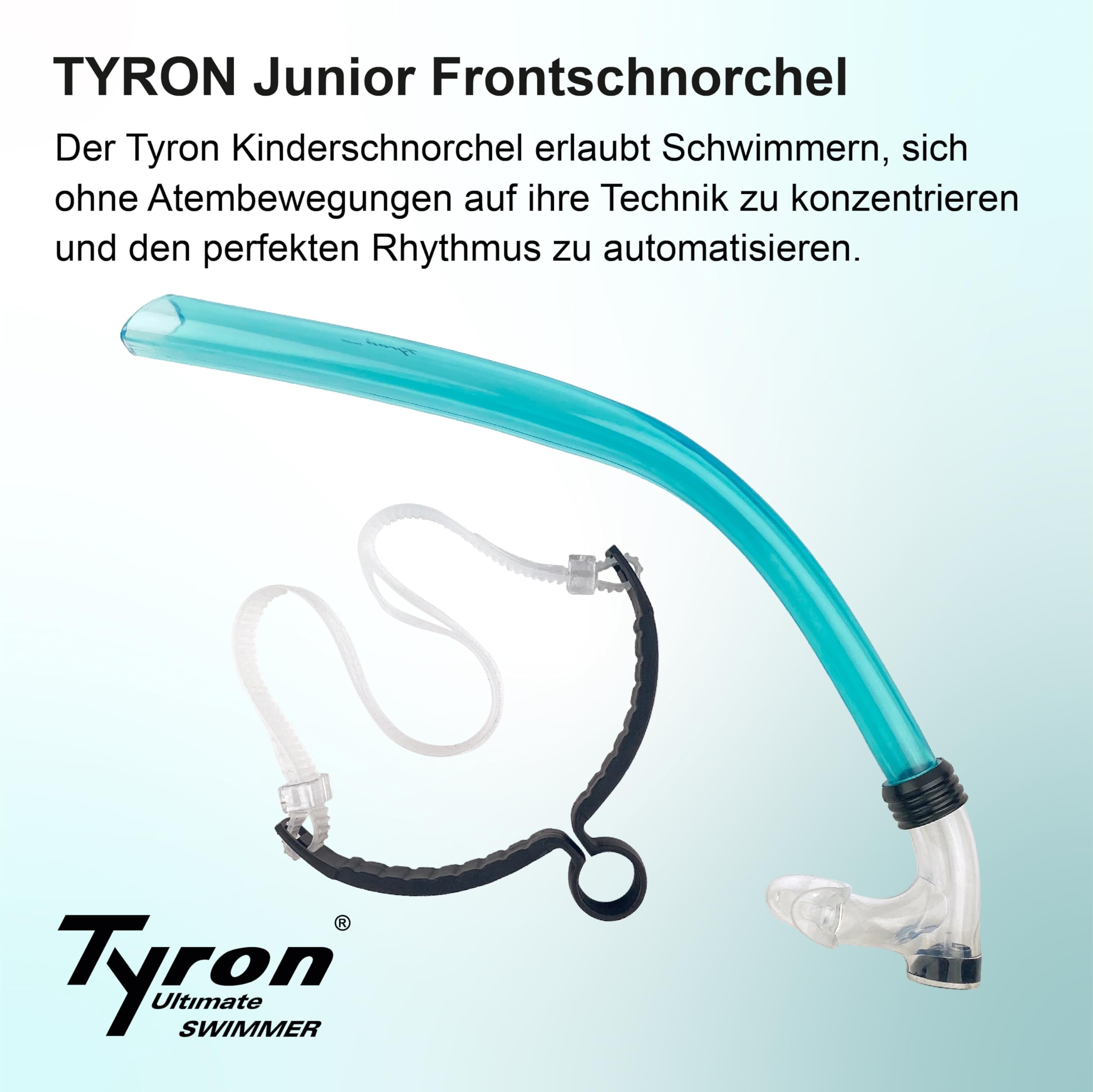 Tyron Frontschnorchel | Für Erwachsene & Kinder | Schwimm- und Techniktraining | Schwimmen & Schnorcheln | Mundstück und Riemen aus weichem Silikon