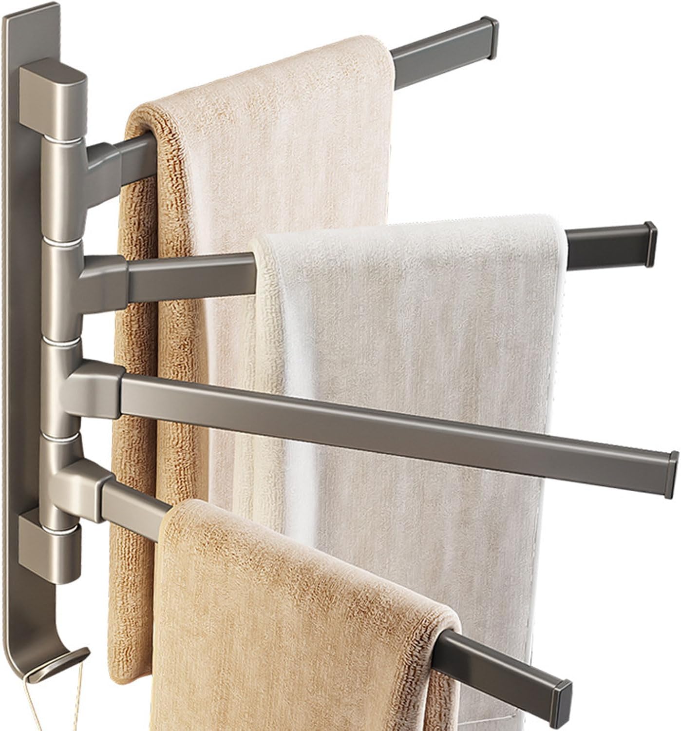 No-punch Rotary Towel Bar, Bathroom Multi-function Towel Hanger, Kitchen Space Aluminum Storage Rack, 13-inch Aluminum Alloy Thickened 2mm Bathroom Multi-function Four-bar Towel Rack