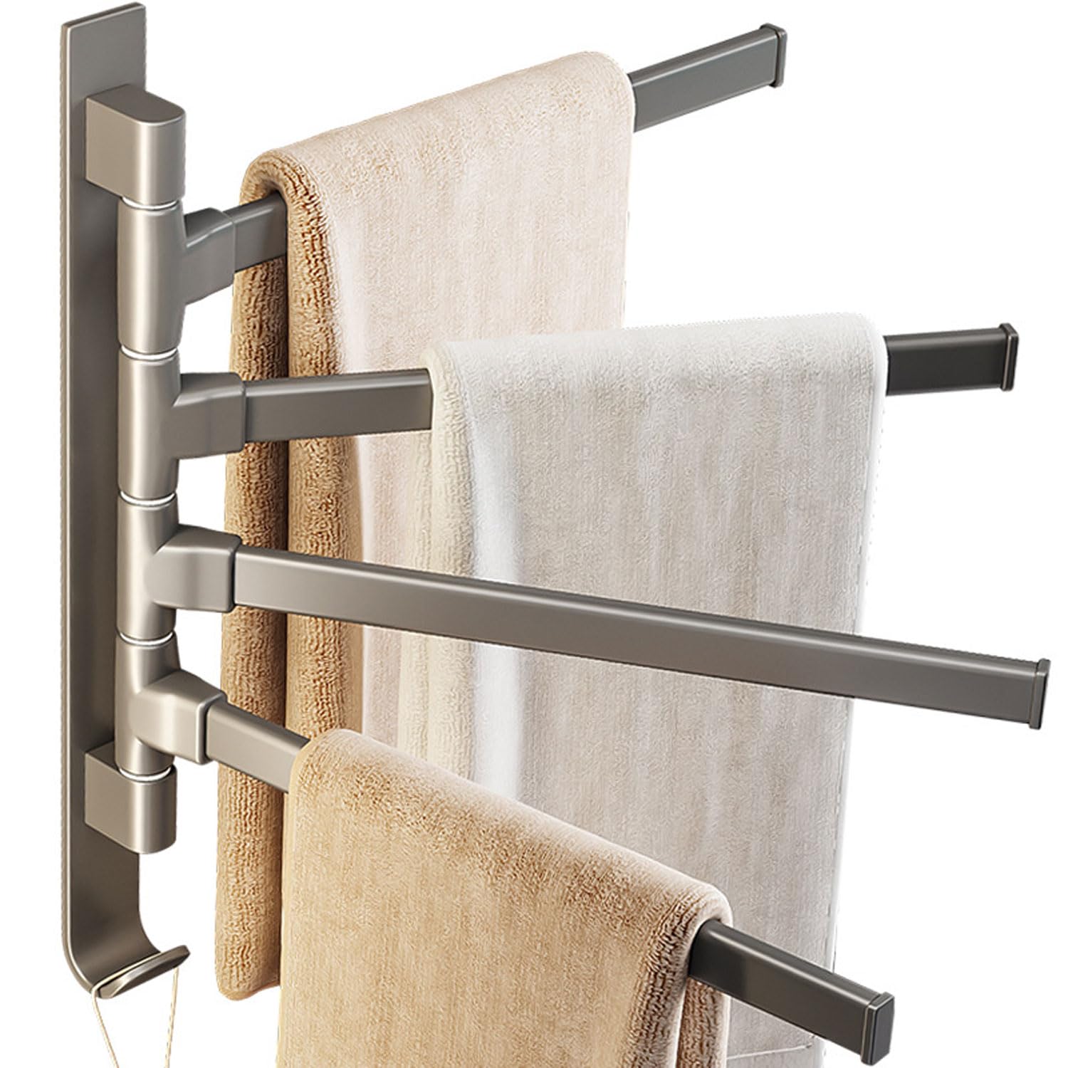 No-punch Rotary Towel Bar, Bathroom Multi-function Towel Hanger, Kitchen Space Aluminum Storage Rack, 13-inch Aluminum Alloy Thickened 2mm Bathroom Multi-function Four-bar Towel Rack