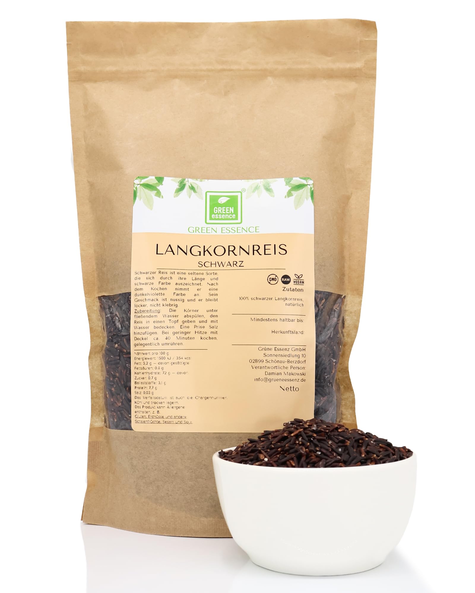 Langkornreis schwarz 3kg (3 x 1kg), Schwarzer Reis von Green Essence