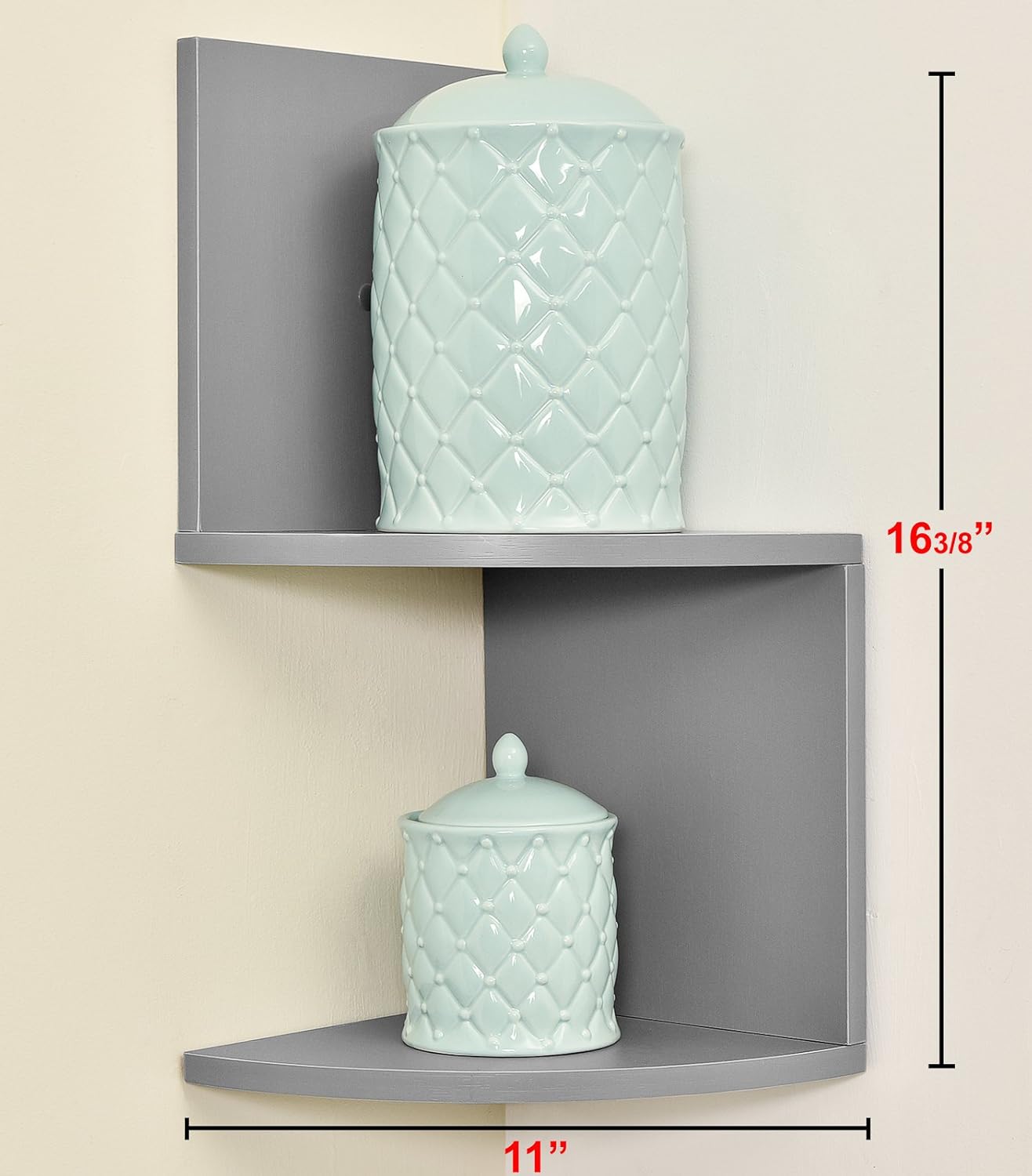 Greenco Corner Shelf, Modern Design 2 Tier Floating Shelves for Walls