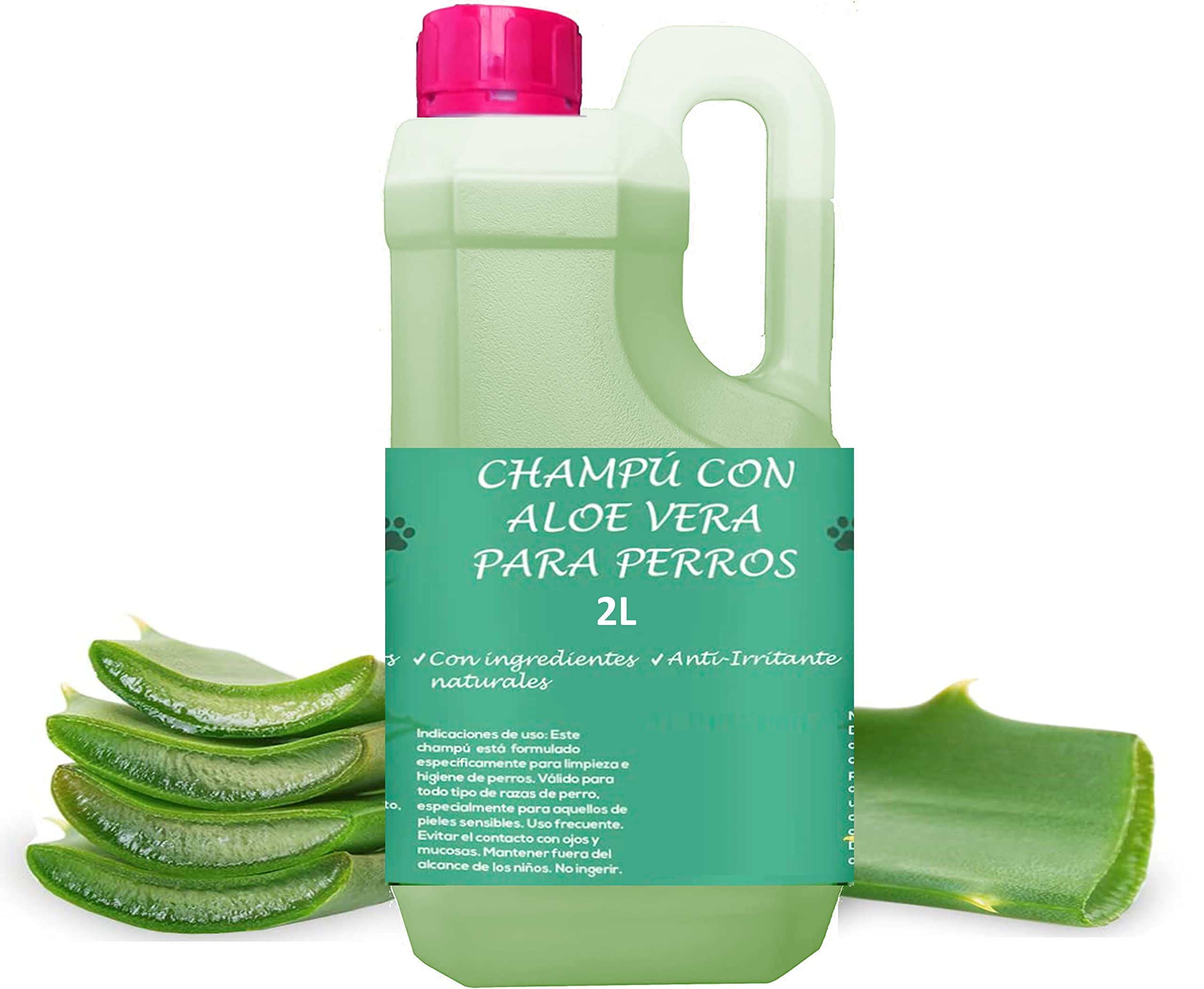 PLANTAWA Champú para Perros Aloe Vera 2L, Sin alérgenos, Sin parabenos, 100% Vegano, Ideal con Problemas de Piel, Dermatitis, Piel Atópica, Piel Sensible, Extractos Naturales, Sin Isotiazolonas