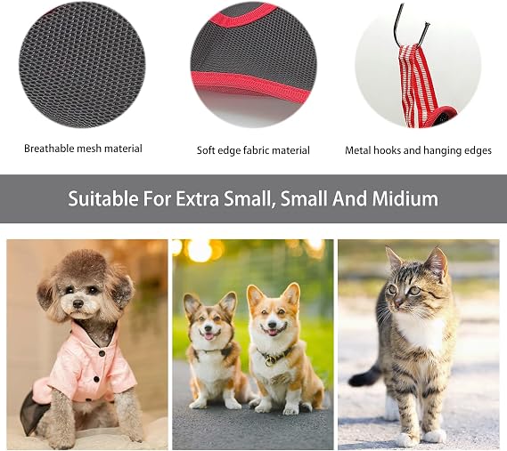 Dog Grooming Hammock Harness, Pet Hammock for Grooming with 2 S Hooks, Dog Sling Harness for Cats&Dogs Teeth Cleaning, Shower, Nail Clipping Small&Medium Breed (Black M)