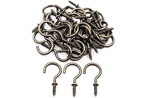 Antique Brass Ceiling Hooks: 7/8'' Vintage Bronze Cup Hooks (40 Pack)