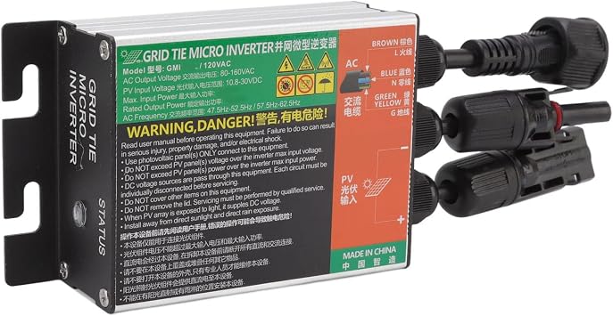 Diydeg 180W MPPT Grid Tie Micro Inverter for 12V Solar Panel, Home Use System DC to AC Micro Inverter Solar Micro Inversor GMI-120L-AC110V