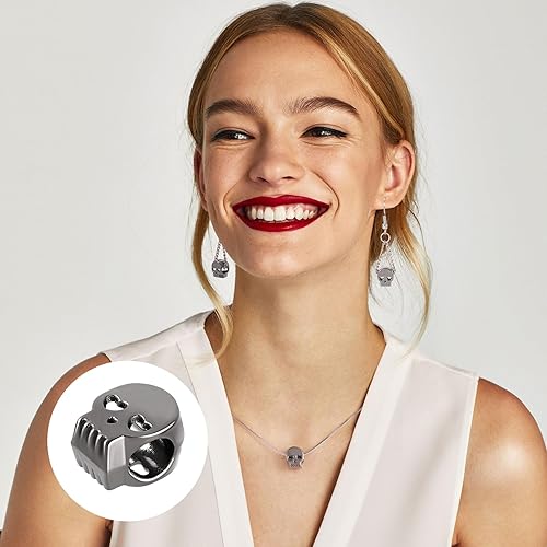 Miniatura 8 de 20 cuentas de calavera plateada de 0.55 pulgadas de metal macroporoso, pulsera pequeña, dije de esqueleto, Navidad, San Valentín, cumpleaños,