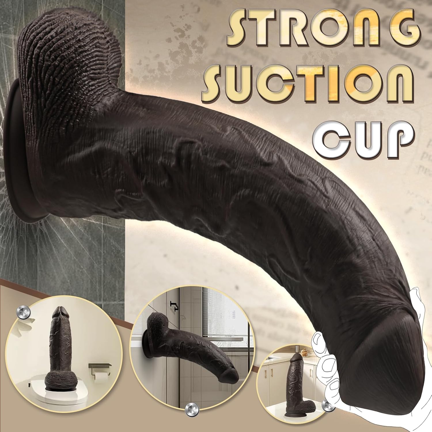 4" Diameter Extra Wide Huge Thick Dildo, 16 Inch Realistic Large Anal Dildo Dual Density Silicone with Suction Cup for Anal Stretching, Massive Girthy Butt Plug Sex Toys for Advanced Women Men Gay