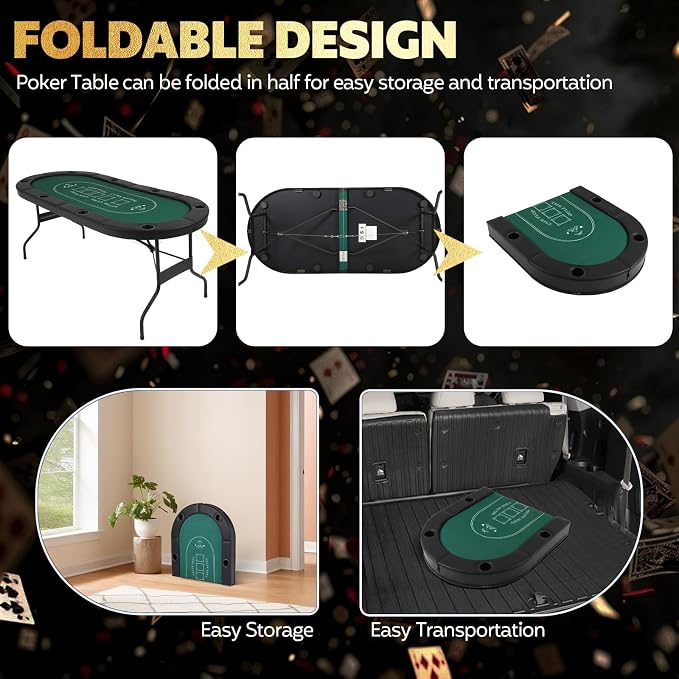 Mesa de Poker Plegable FAHKNS 72 pulgadas miniatura 3