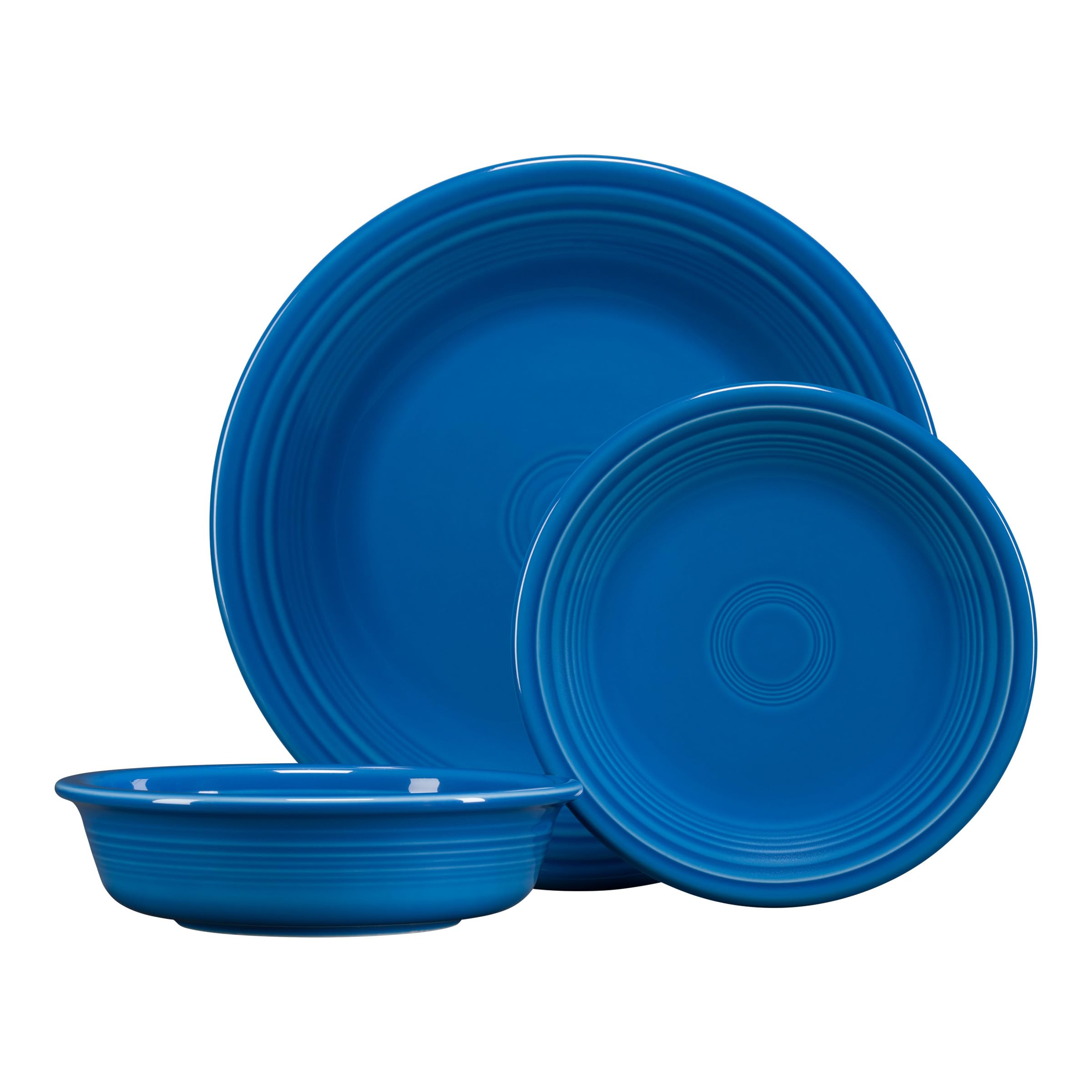 Fiesta クラシックリム食器3点セット – 耐久性のあるセラミック、鉛フリー、食器洗い機/電子レンジ/オーブン対応 – 米国製食器 - ラピス
