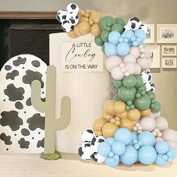Cow Boy Balloon Arch Garland Kit Cow Print Balloons for Farm Western Birthday Wedding Celebration Home Party Decorations