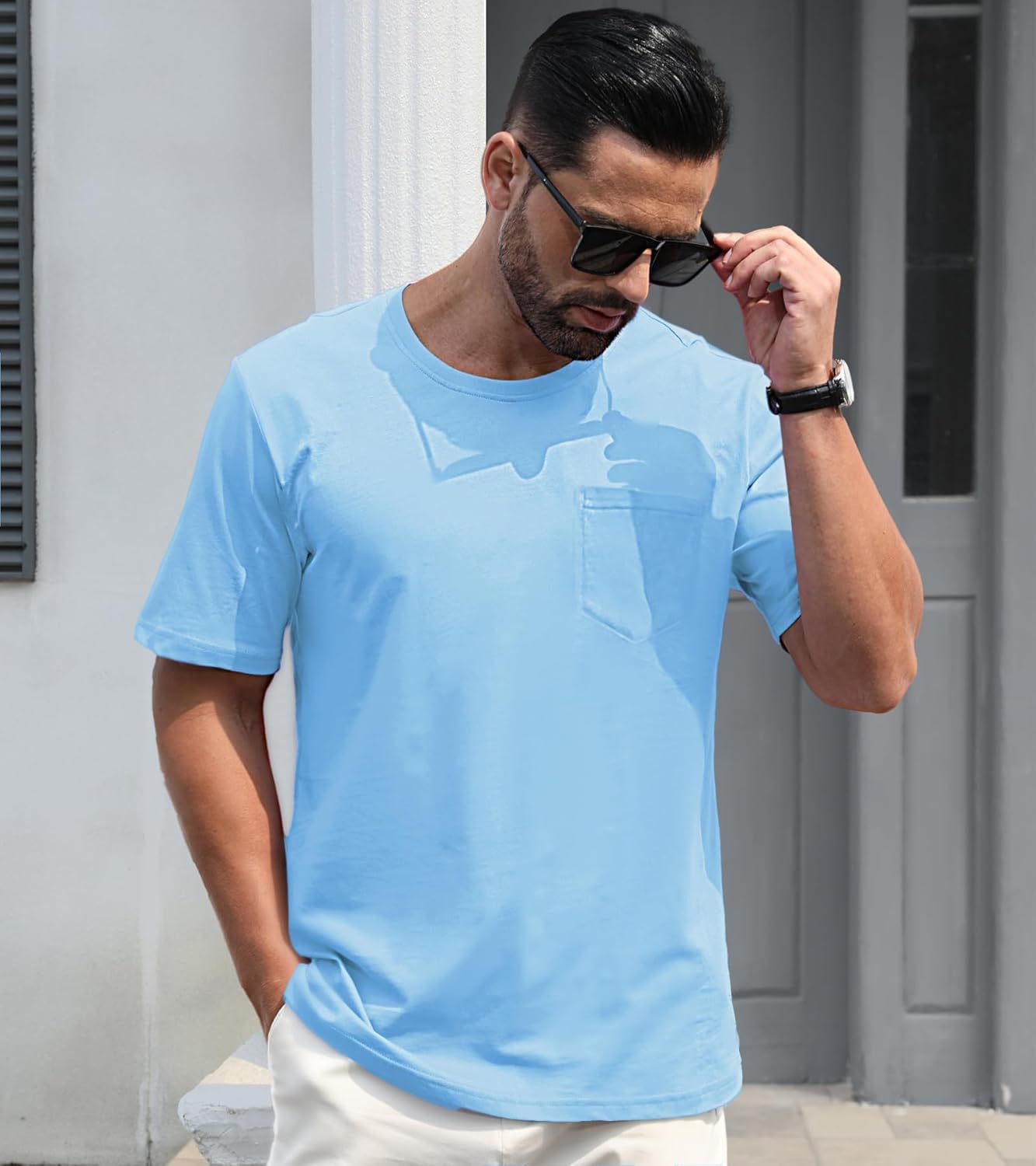 EKLENTSON Men's Cotton Pocket T-Shirts Short Sleeve Summer Tee Shirts Crew Neck Lightweight Basic Tees Casual Plain Tops - Image 2