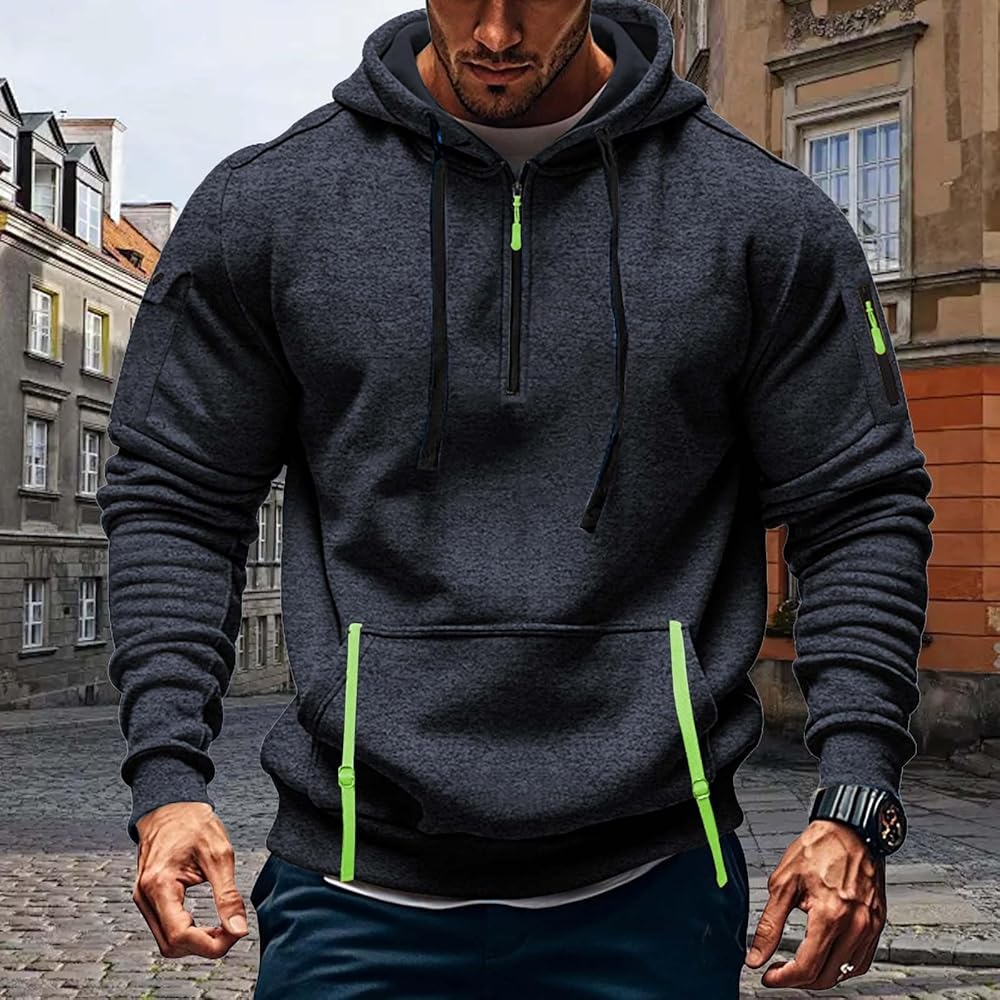 MJGkhiy Sweat à Capuche Homme 1/4 Zip Sport Sweatshirts à Glissière Léger Blanc Hoodies Sweatshirt Pull Tops Automne Hiver Mode Vêtements Offres Éclair Du Jour 2024, Gris, S