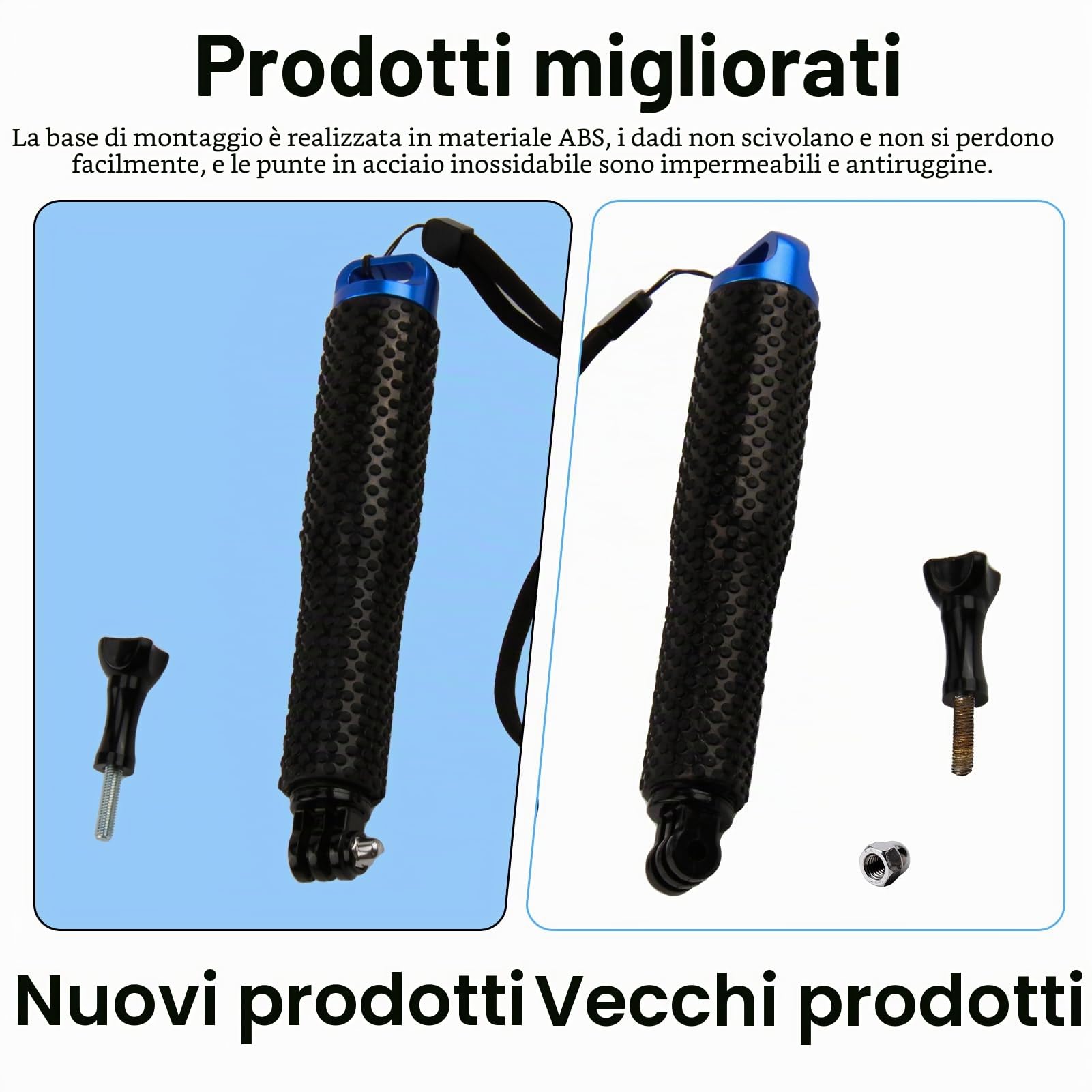 49CM Bastone Subacquea per GoPro, Bastone Selfie Telescopico Monopiede Allungabile Asta Impugnatura Selfie Stick per GoPro Hero 13/12/11/10/9/, per DJI, per Insta360 Ace Pro e altre Action Camera