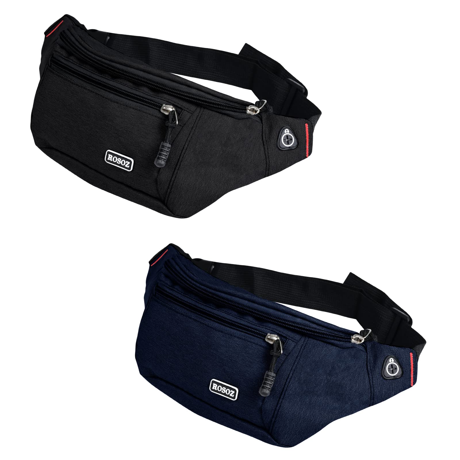 Fanny Packs for Men Women Water Resistant Hiking Wallets Waist Pack Phone Bag Pack Carrying All Phones for Running Walking Traveling Black+blue