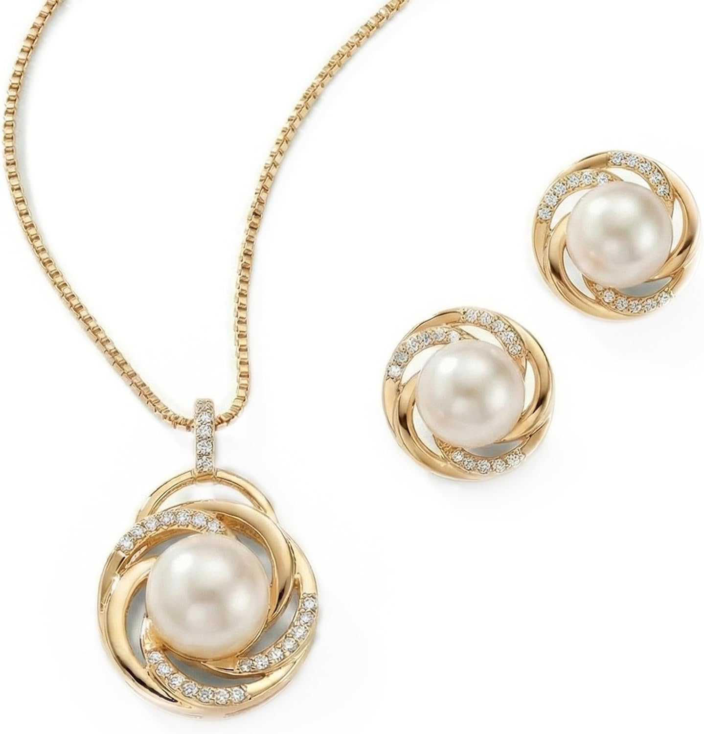 Mariell Freshwater Pearl Wedding Necklace Earrings Set for Brides, Bridesmaids, Birthday Gift