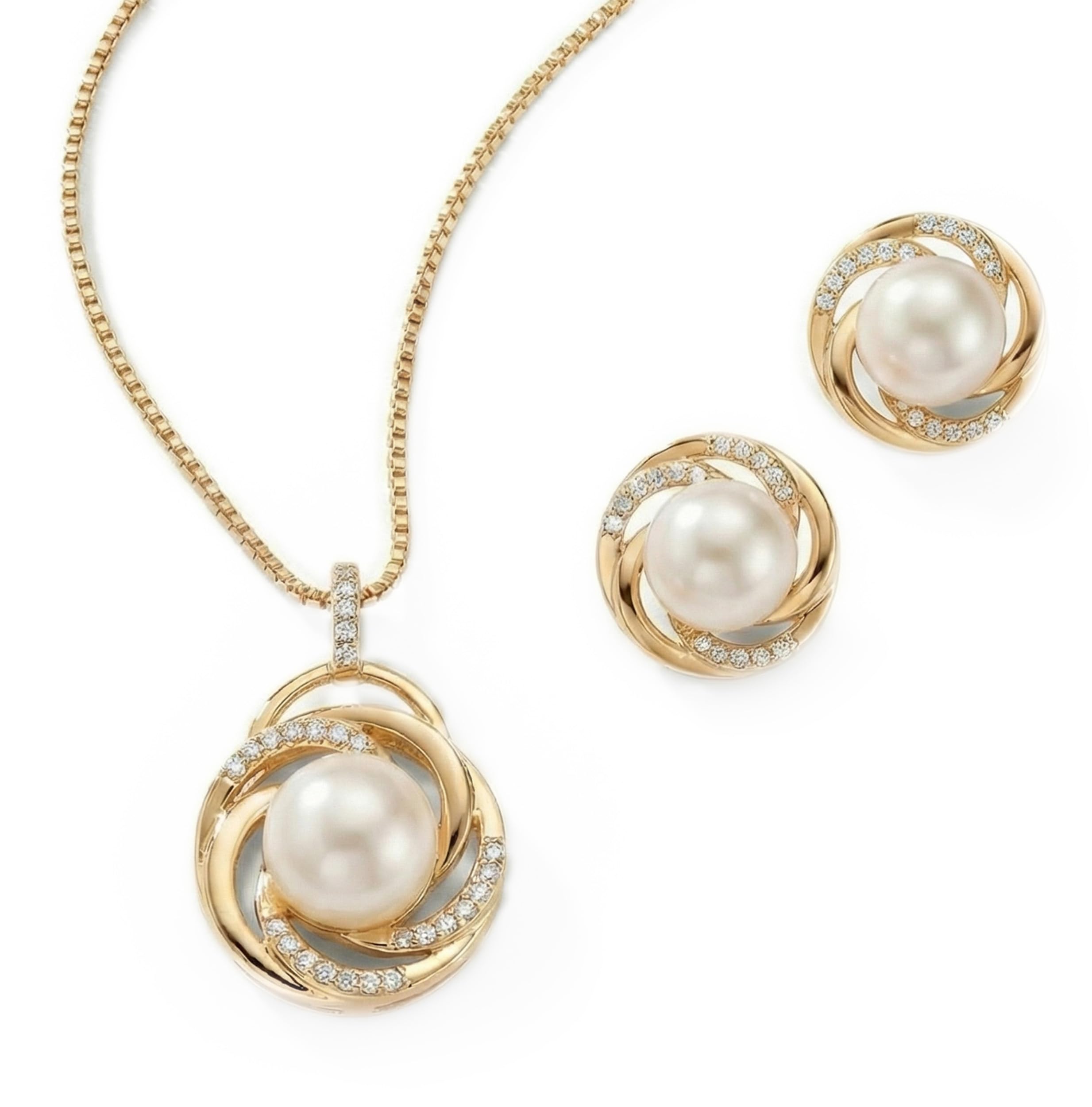 Freshwater Pearl Wedding Necklace Earrings Set for Brides, Bridesmaids, Birthday Gift