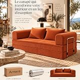 GEDTECH Divano 3 posti convertibile Lila in velluto a coste Ocre, modulabile, confortevole, struttura in metallo, convertibile, multifunzione, moderno e personalizzabile - 8