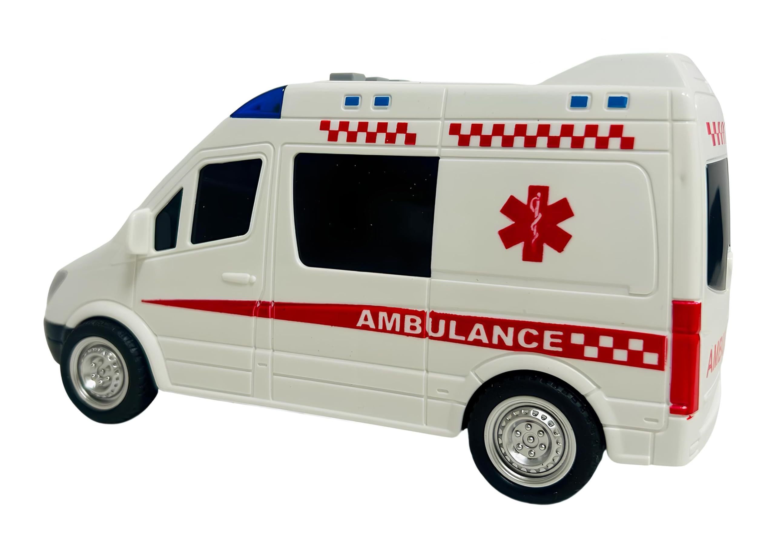 Ambulancia - Juguete con luces y sonidos reales, movimiento de embrague, ambulancia, grande, 18 cm, primeros auxilios con luces y sonidos, ambulancias para niños, con movimiento de embrague, sirenas