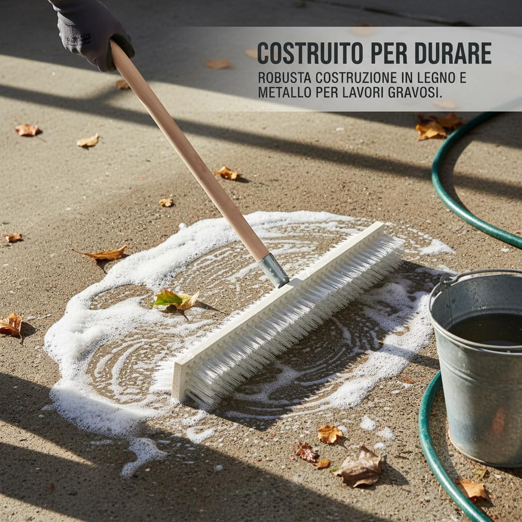 Spazzola per Pavimenti, Manico in Legno, Colore legno naturale, 50 cm