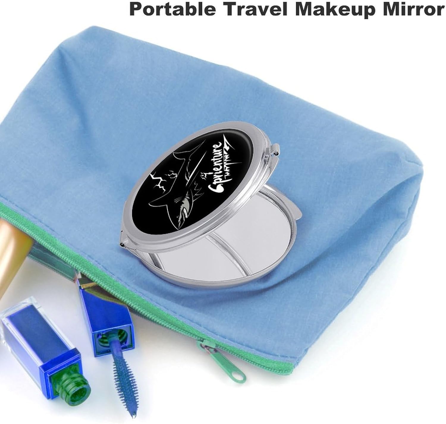 Shark Sprint of Adventure Compact Makeup Mirror Mini Foldable Cosmetic Mirror Portable Travel Mirror for Purse Pocket