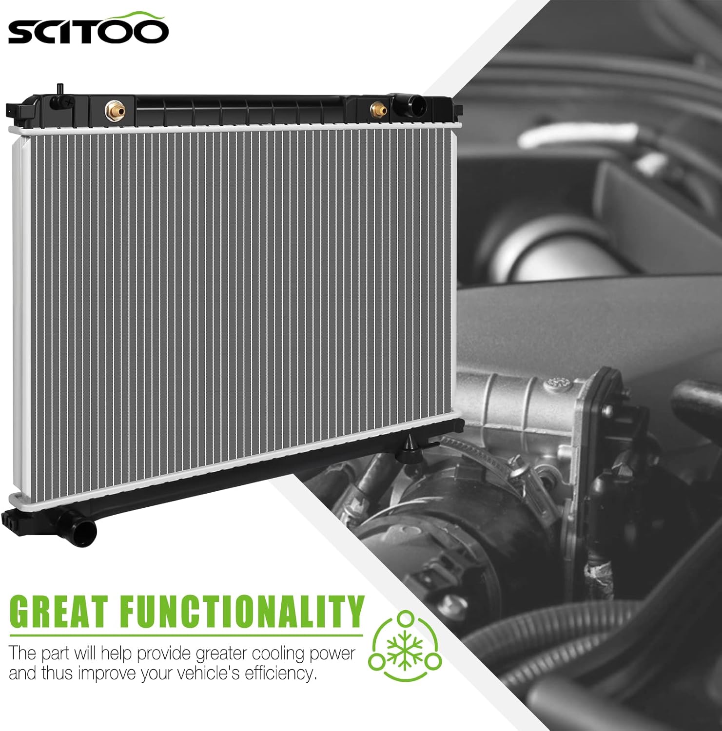 SCITOO Full Aluminum Radiator Replacement for 1993-1998 for Toyota for T100 2.7L 3.0L 3.4L 2090 Radiator