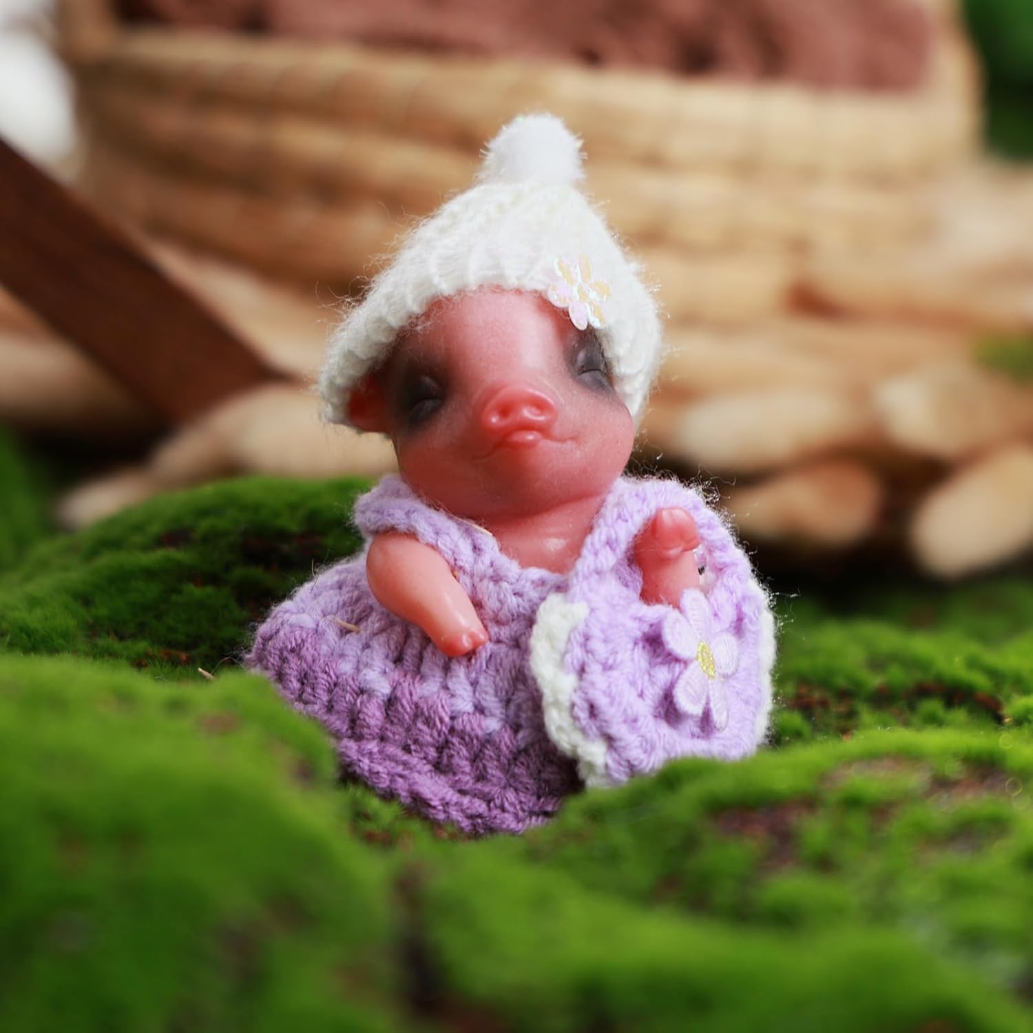 BABESIDE 4.5" Realistic Silicone Piggy Toy - Soft, Stretchy, Chubby Mini Silicone Pig Pet Figurine for Stress Relief, Sensory Play, Kids Age 3+ and Collection