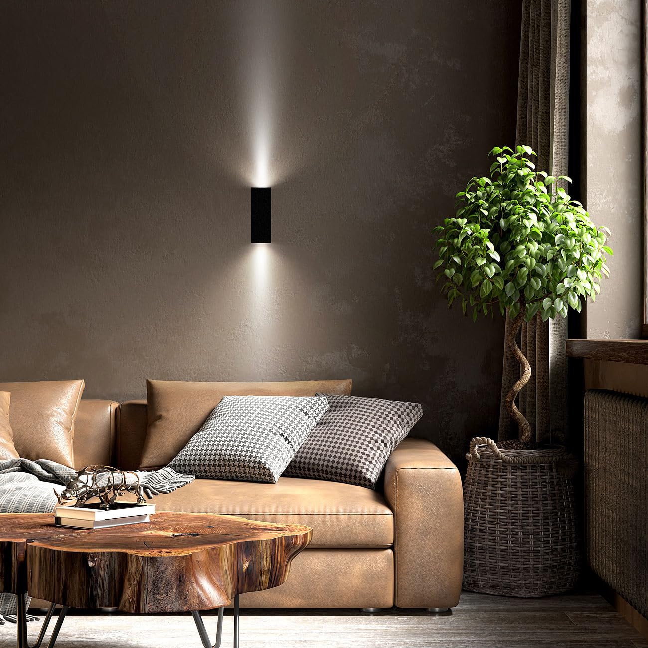 Lunartec lampy do salonu: Zestaw 4 sztuk Kwadratowa lampa ścienna, czarny, 2x gniazdo GU10, IP44 (lampy ścienne do łazienki, lampa zewnętrzna up down)
