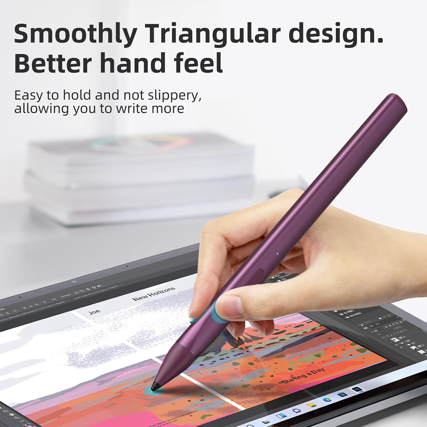 Stylus Pen for ASUS Transformer/Mini/ASUS Zenbook Flip/Pro/ASUS Vivobook Flip/Pro/Duo/ASUS Notebook, Rechargeable MPP 2.0 Tilt Pen with 4096 Pressure Sensitivity, Triangular Pen Body Design, Red image 3