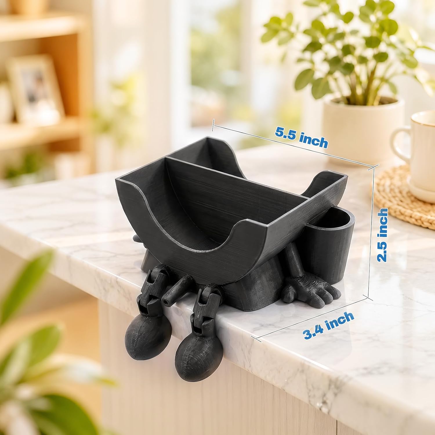 Cute Sponge Holder for Scrub Daddy Improved Drain Holes, funny Design Sponge Holder,Capacity upgrade double layer ，with Traceless Adhesive Backing Ideal for Kitchen Sink Decor（Black）