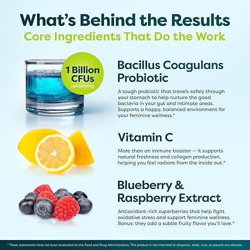 Miniatura 3 de Gomitas de equilibrio femenino prémium para mujeres, gomitas probióticas para equilibrio del pH, frescura y apoyo de la flora + vitamina C para