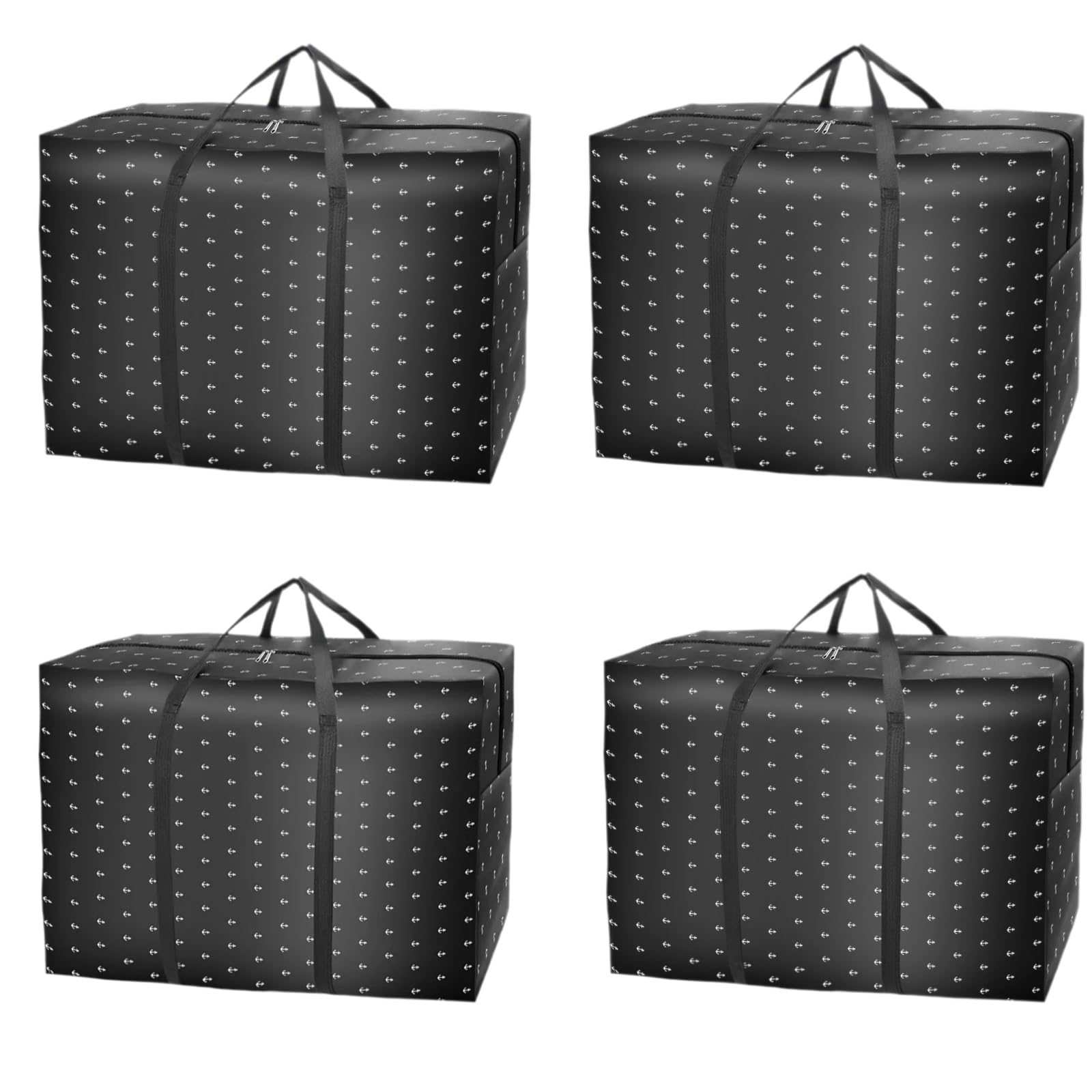 4 Pack 90L Extra Large Heavy Duty Moving Bags – Thicker Waterproof Storage Bags with Zips for Moving, Travelling, Camping, University, Garden Tools & Holiday Decorations – Black