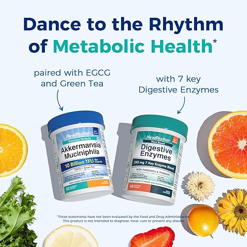 Miniatura 7 de NewRhythm Akkermansia Muciniphila Probiótico, 10 mil millones de TFU, pasteurizado, máxima estabilidad, hoja de té verde EGCG, producción de GLP-1,